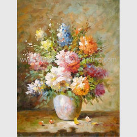 抽象的な花の静物画の油絵の多彩な花つぼのキャンバスの絵画