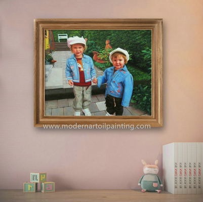 子供の写真からの注文の油絵の肖像画の現実的なキャンバス
