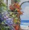 パレット ナイフの海岸の町の油絵のキャンバスの手塗りの風景画