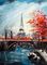 パレット ナイフによってハンドメイド現代キャンバスのパリの油絵の街景
