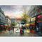 パレット ナイフ パリは喫茶店のための油絵のパリの通りの厚いオイル50 cm x 60 cmを