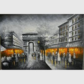 キャンバスのパリの都市景観の絵画、油絵の現代抽象美術棒