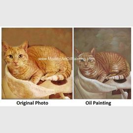質と手塗り猫の肖像画の油絵あなたの写真を絵画に回すため