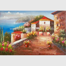 装飾のための地中海の油絵の印象の海岸線の風景画