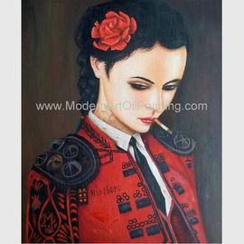 赤い絵画の人間図絵画油絵のキャンバス/煙る女性