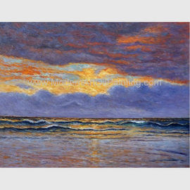 印象主義のクロード・モネの油絵の再生の日の出の海景の油絵