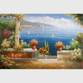 内陸の庭の壁の芸術の海の景色の油絵の休暇港