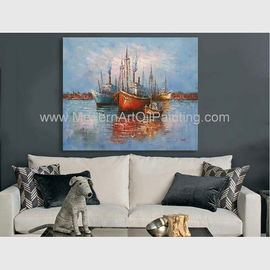 厚いオイルの抽象的なヨットの絵画/手塗りのボートの風景画