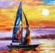 適用範囲が広い印象主義の日の出の海景の油絵のパレット ナイフのヨット